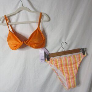 wild fable 2 Piece Bikini Orange Pink White Yellow Size XXS NWT